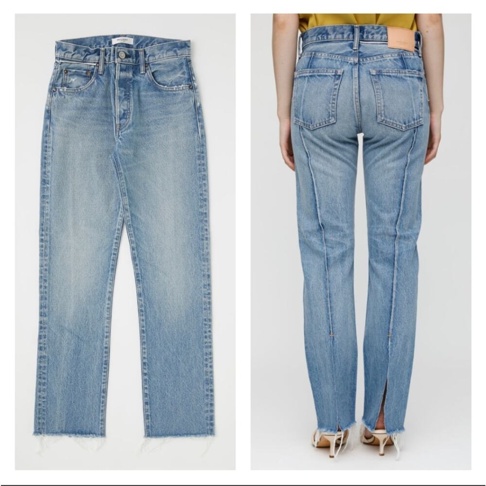 MOUSSY VINTAGE Women's Siena Straight Distressed Jeans Medium Blue size 30 NWOT